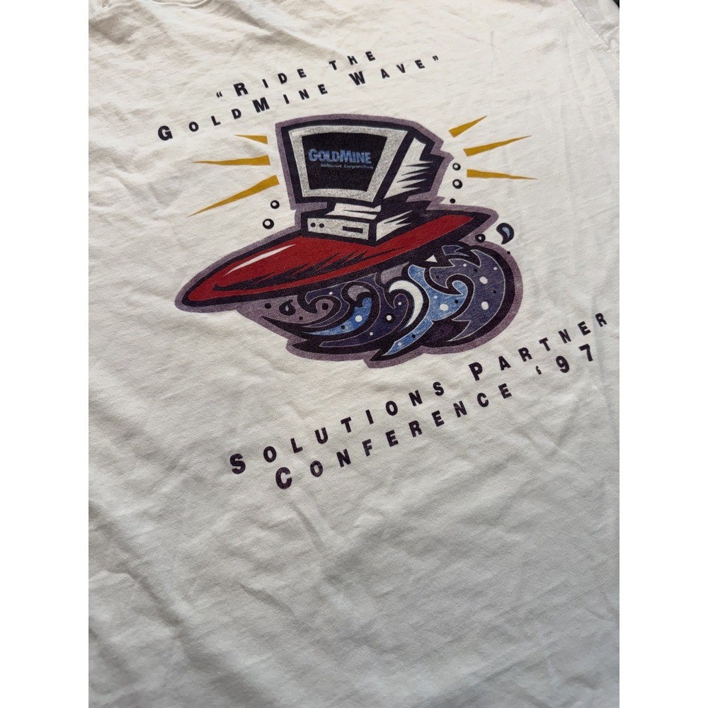 Vintage Tech T shirt Mens XL White Computer Software 90s tech bro - Picture 2 of 12